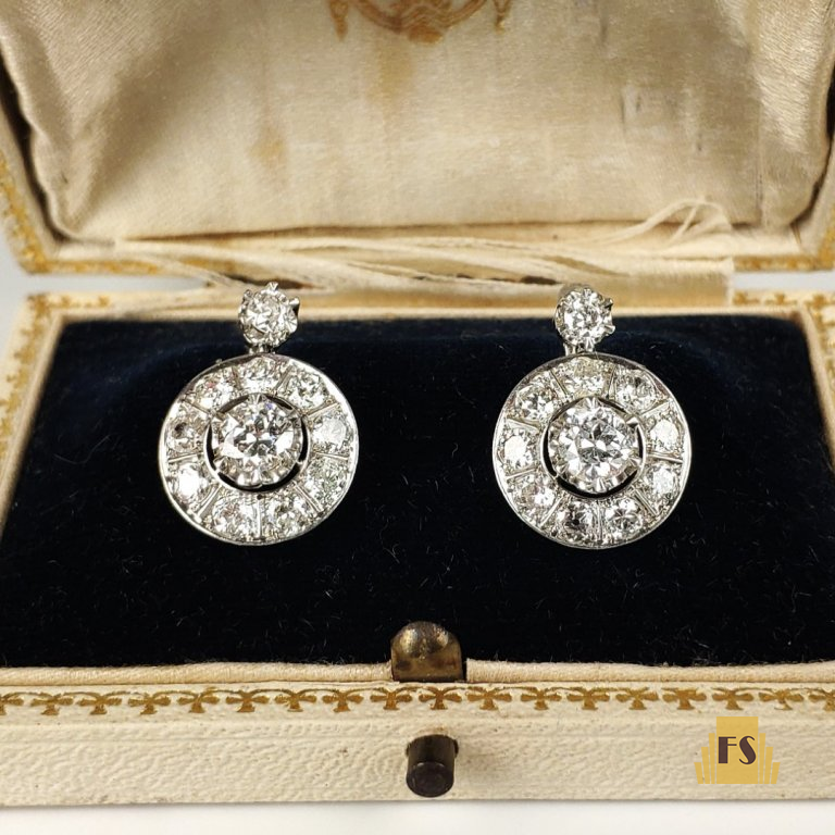 brincos art deco platina e diamantes
vintage platinum diamond earrings